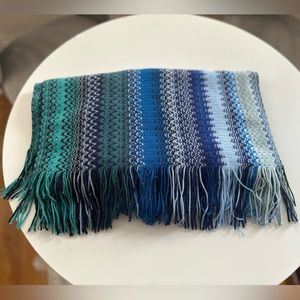 Fringed wool blend zigzag scarf Missoni